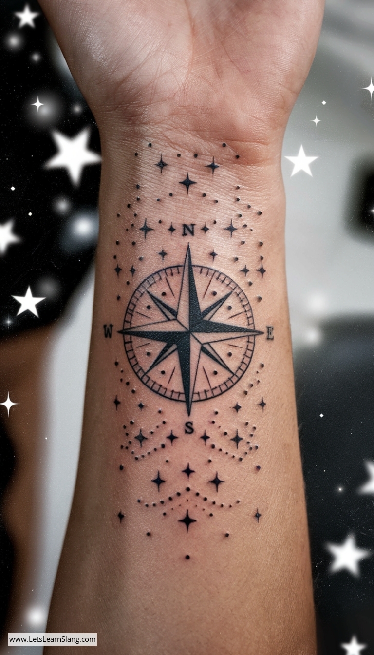 Stellar Compass Wrist Tattoo for Women