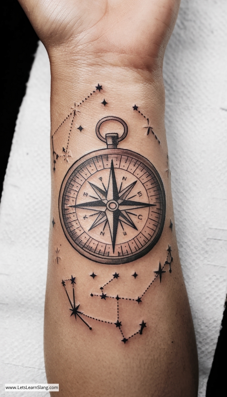 Stellar Compass Wrist Tattoo