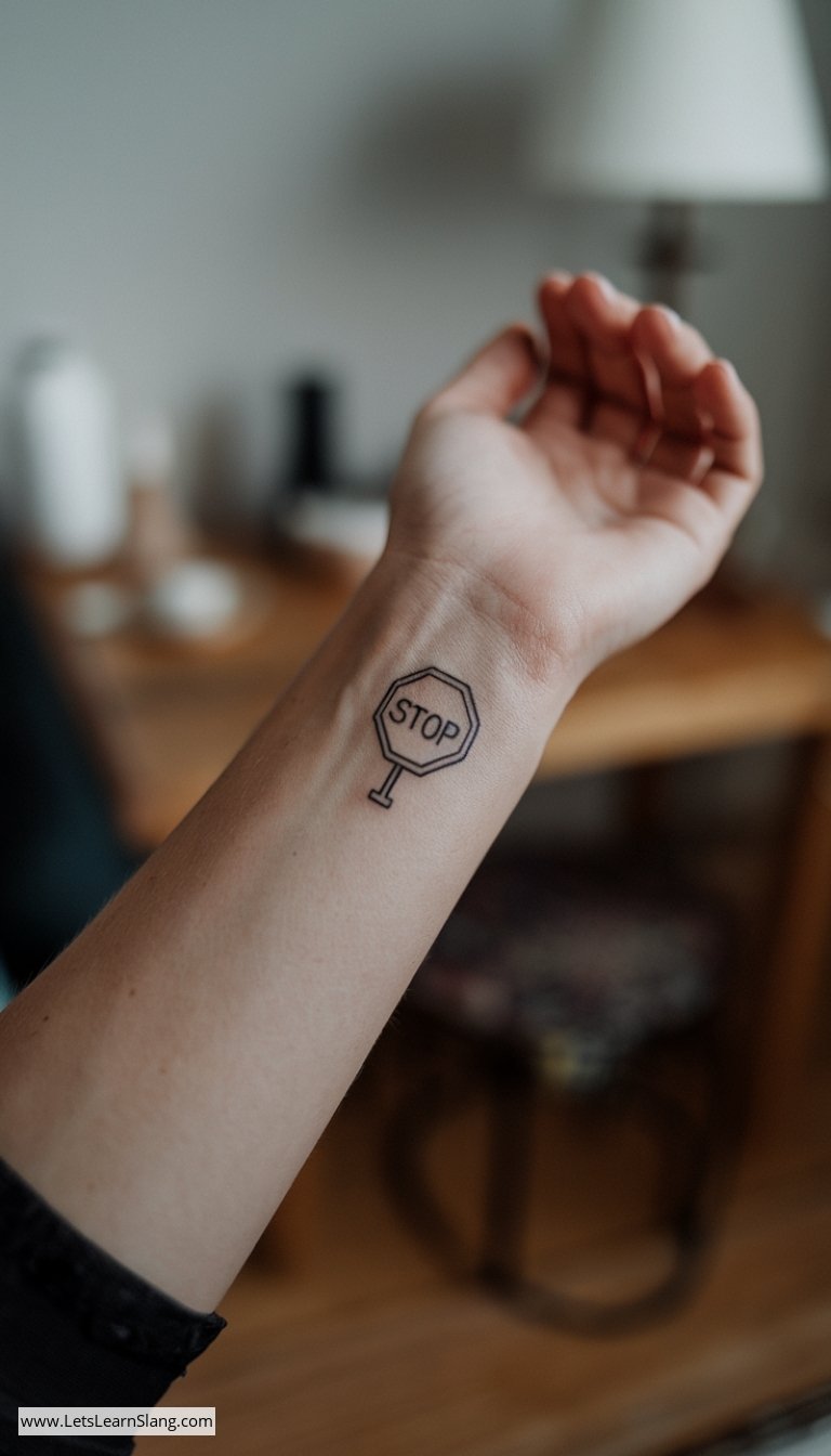 Stop Sign Wrist Tattoo