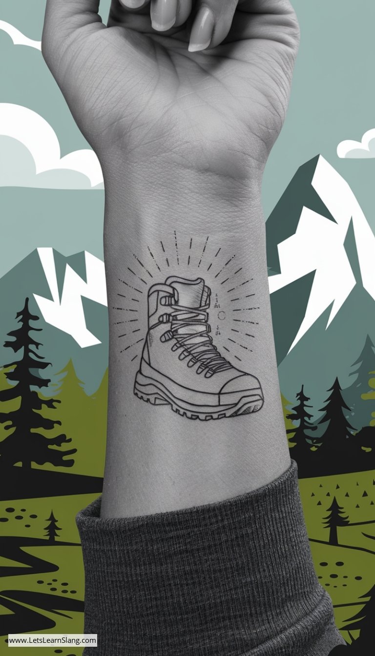 Sunburst Hiking Boot Wrist Tattoo