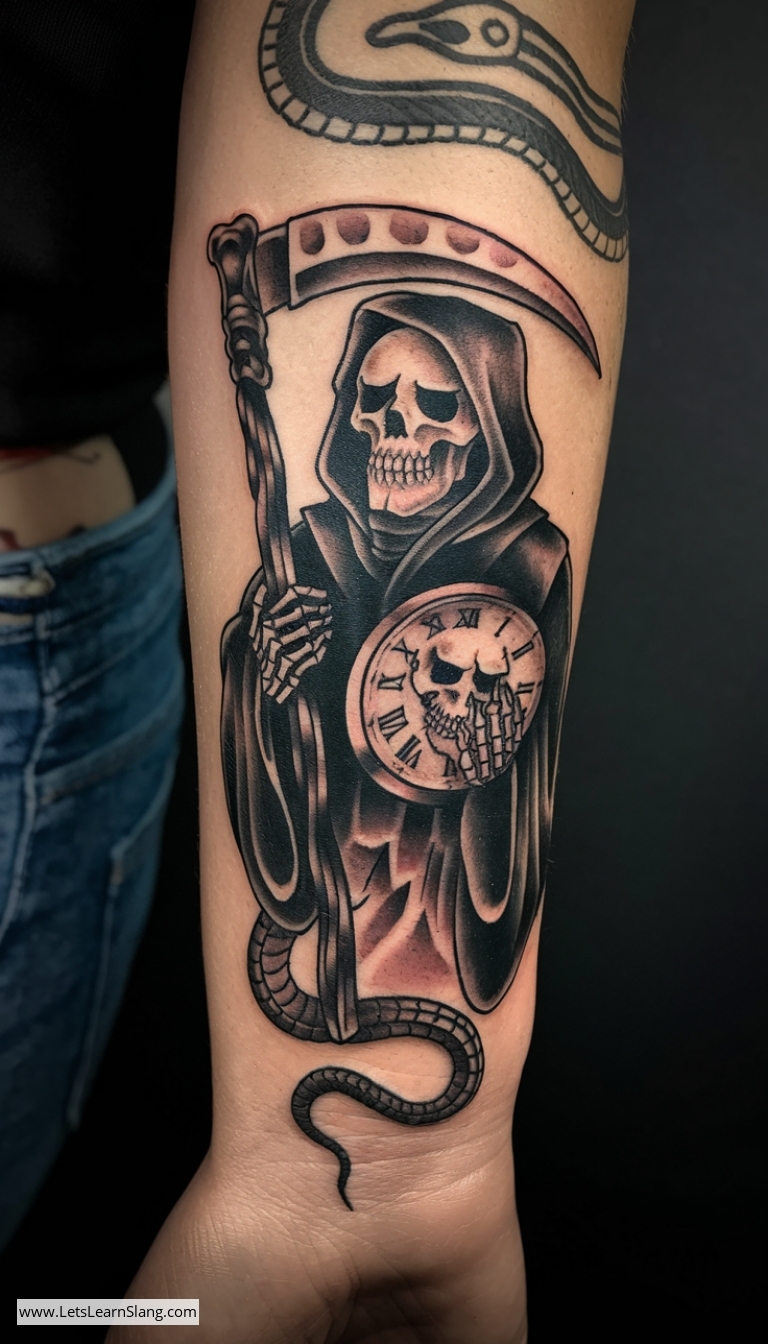 Timekeeper Reaper Wrist Tattoo