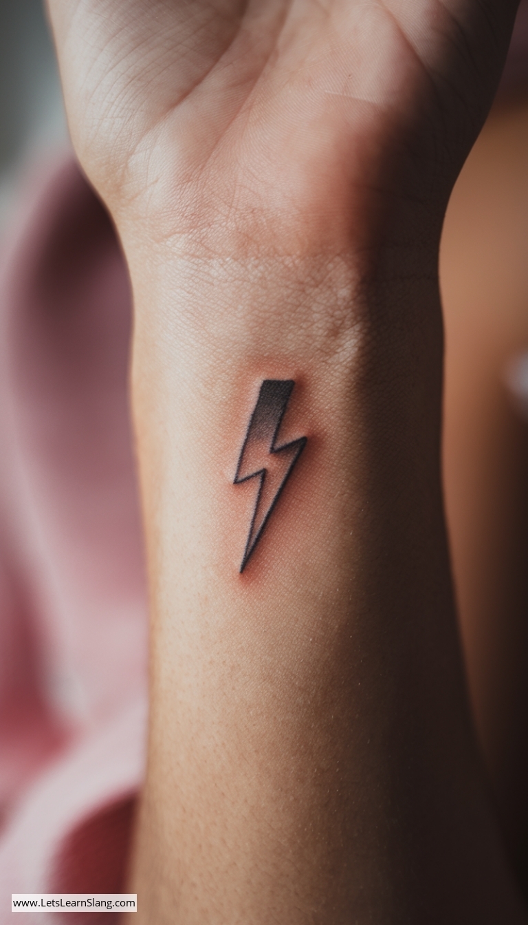 Tiny Lightning Bolt Wrist Tattoo