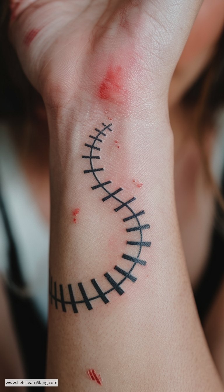 Tiny Train Tracks Wrist Tattoo