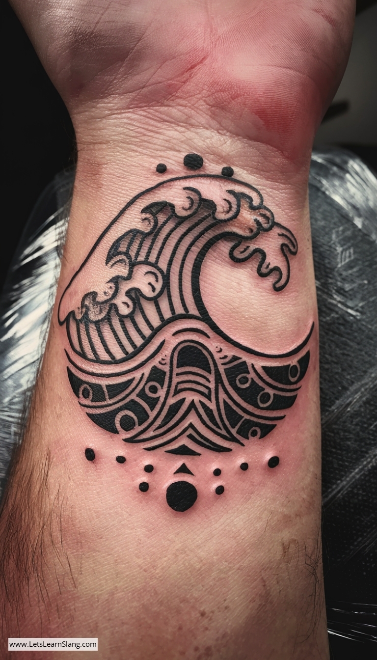 Tribal Wave Wrist Tattoo
