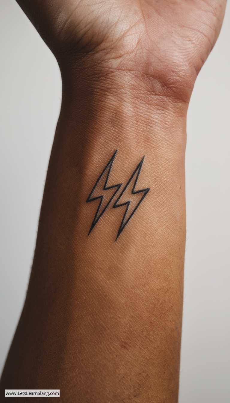 Twin Lightning Bolts Wrist Tattoo