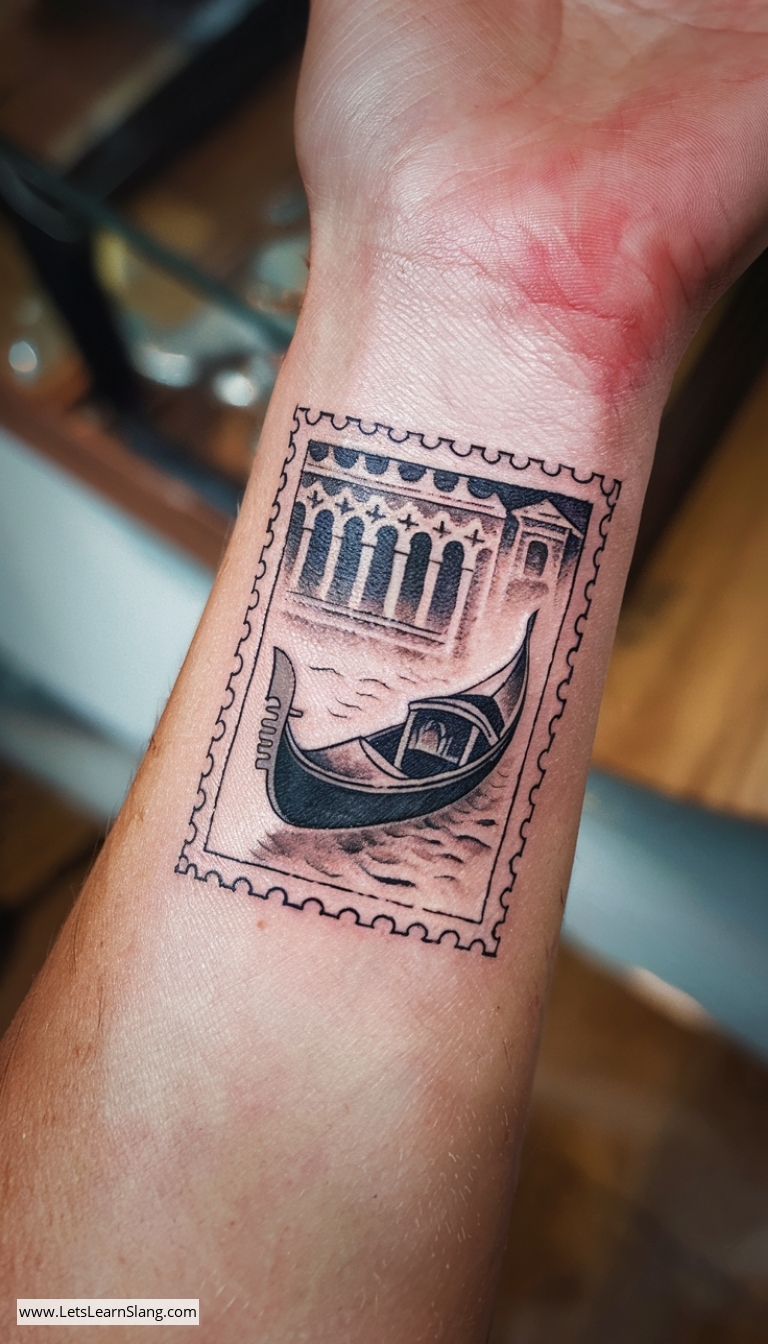Venice Gondola Stamp Wrist Tattoo