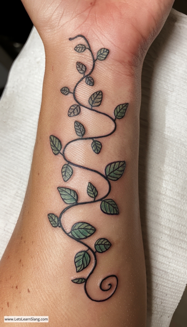 Vine Spiral Wrist Tattoo