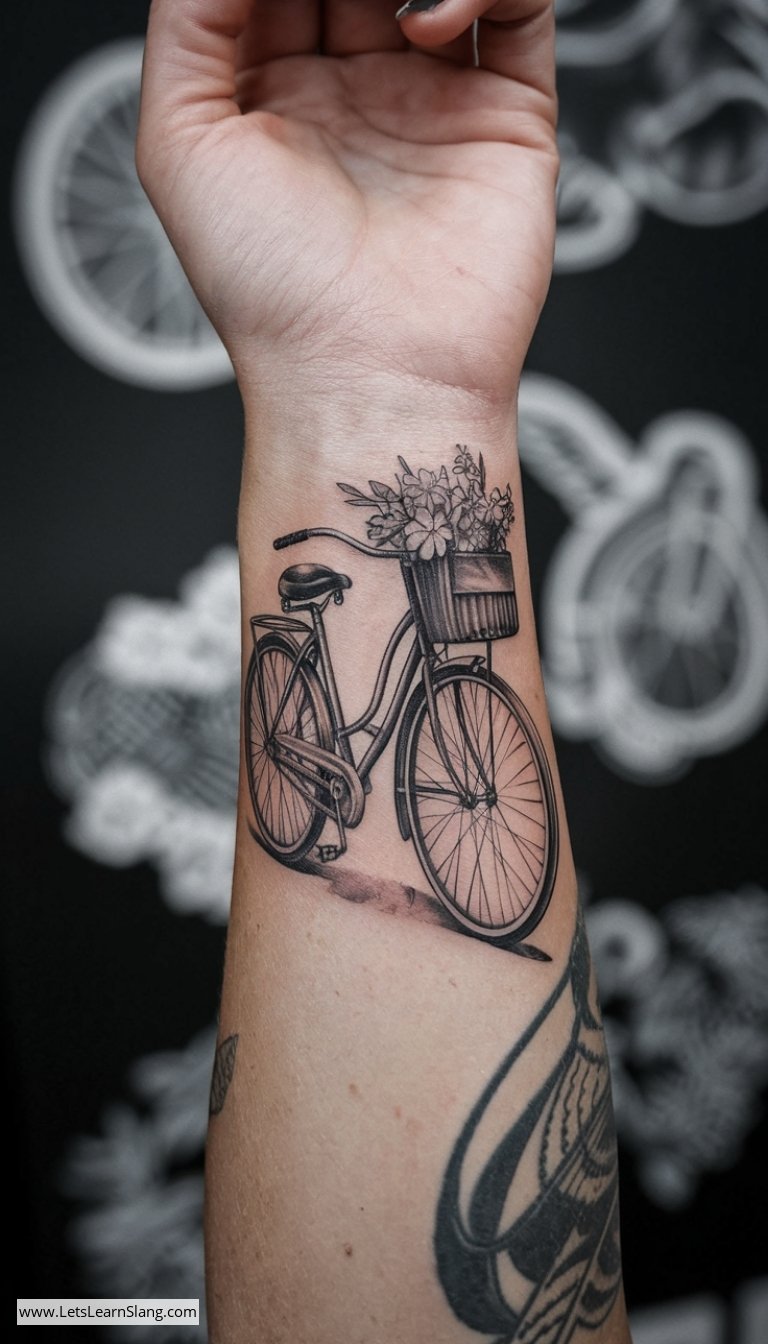 Vintage Bicycle Wrist Tattoo for Women