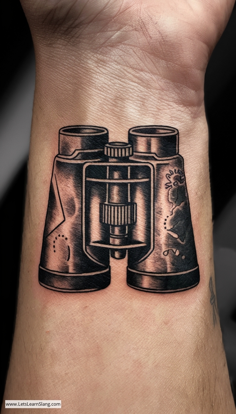 Vintage Binoculars Wrist Tattoo