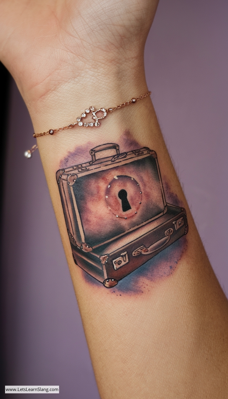 Vintage Suitcase Wrist Tattoo