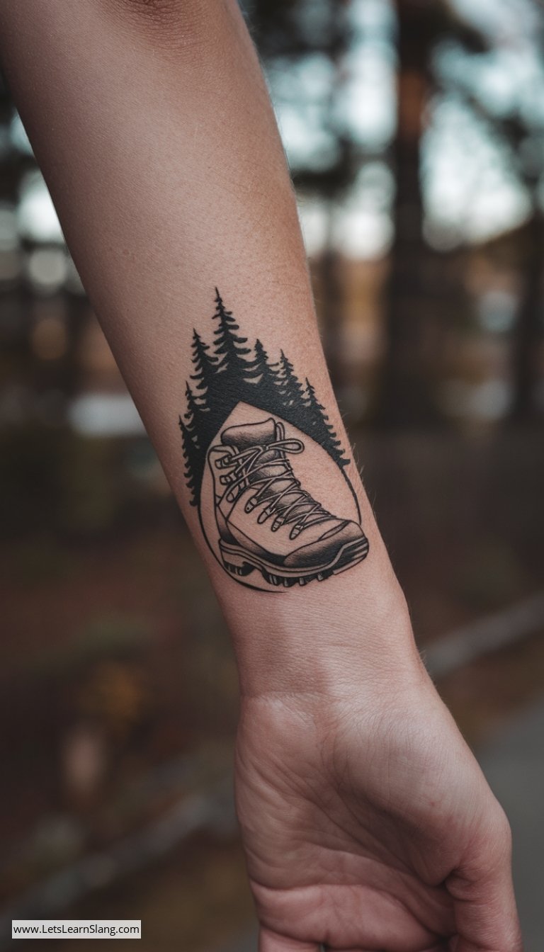 Wanderlust Boot and Forest Wrist Tattoo