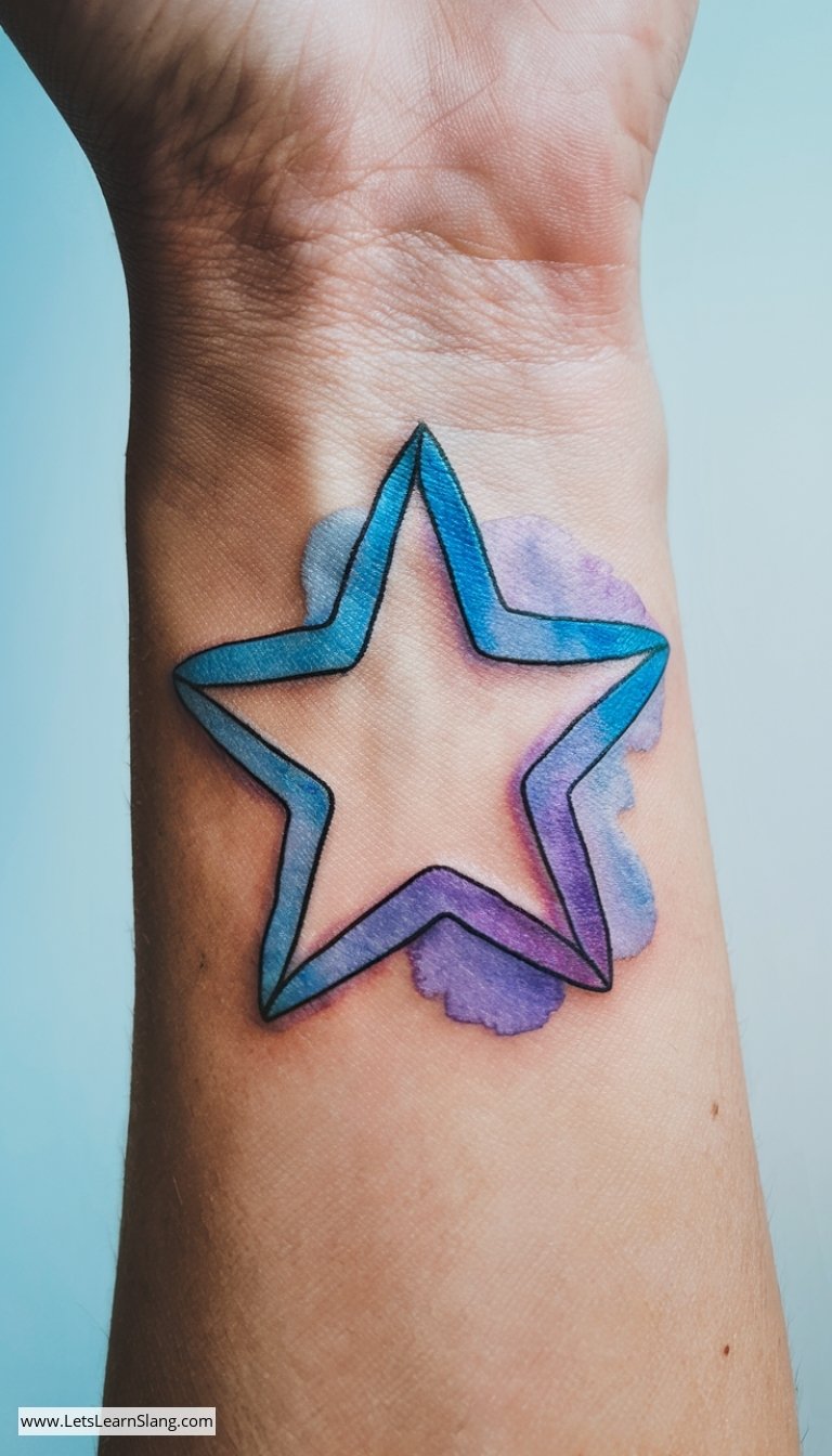 Watercolor Star Wrist Tattoo