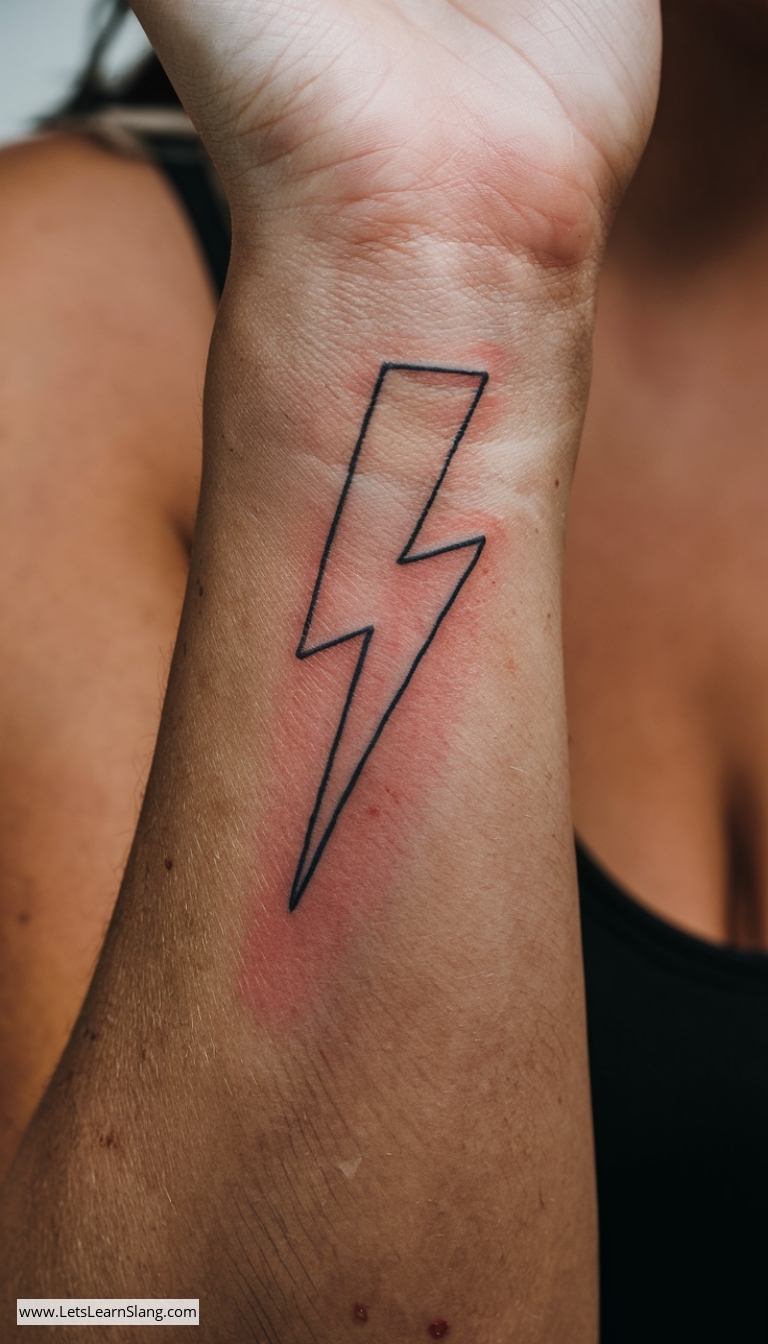 Wavy Lightning Bolt Wrist Tattoo