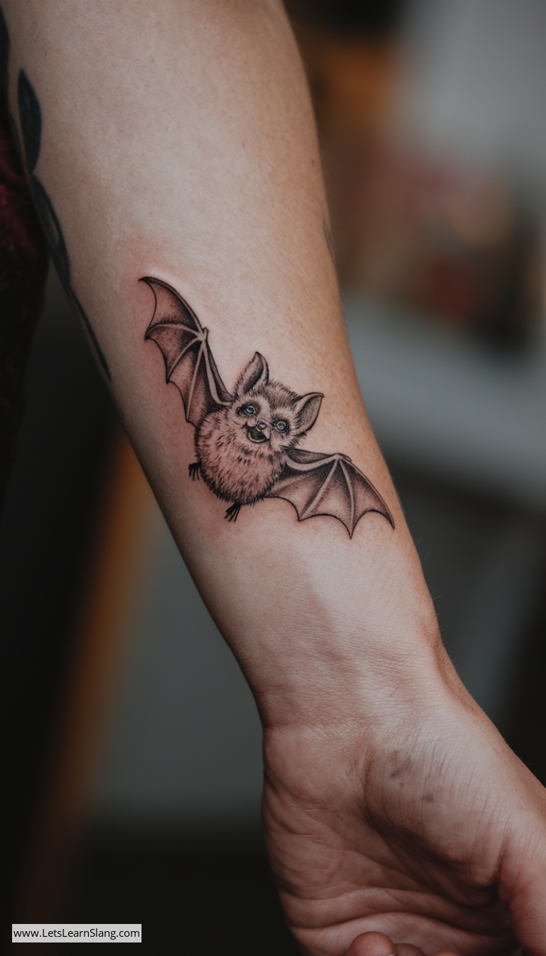Whimsical Wrist Bat Tattoo
