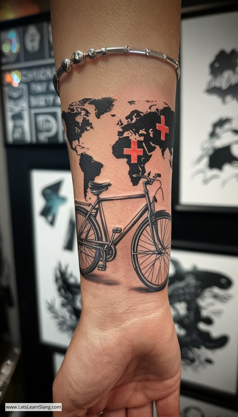 World Explorer Bicycle Tattoo