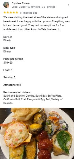 Asian Buffet & Grill Instagram