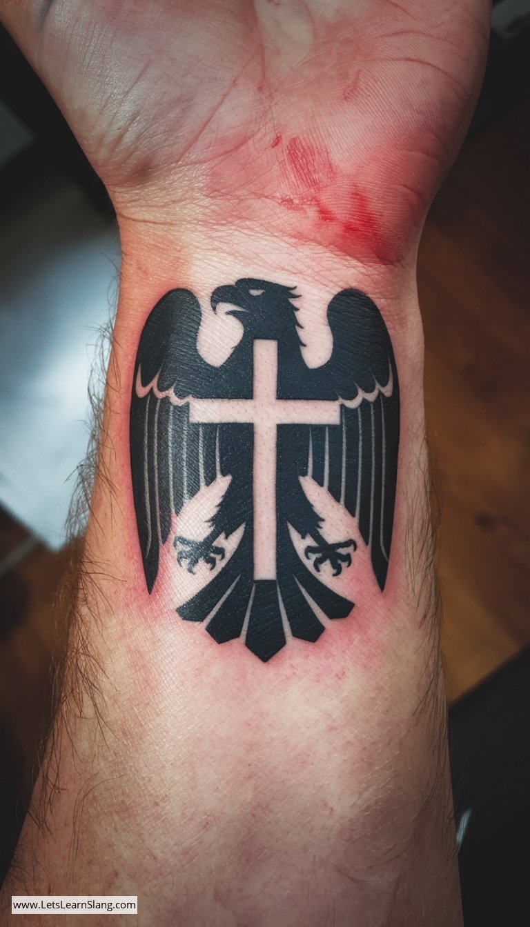 Eagle and Cross Wrist Tattoo for Men