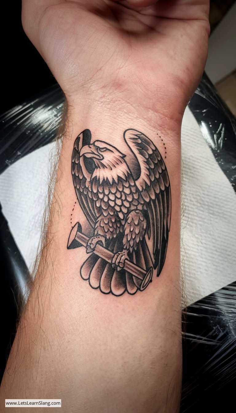 Eagle and Cross Wrist Tattoo for Men
