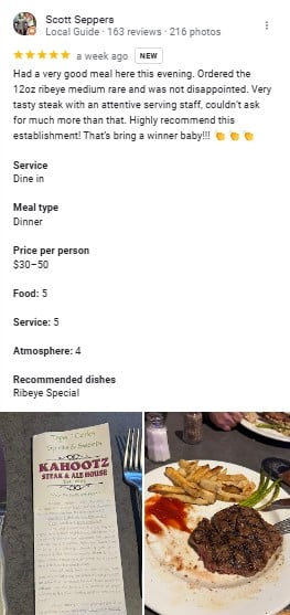 Kahootz Steak & Alehouse Instagram
