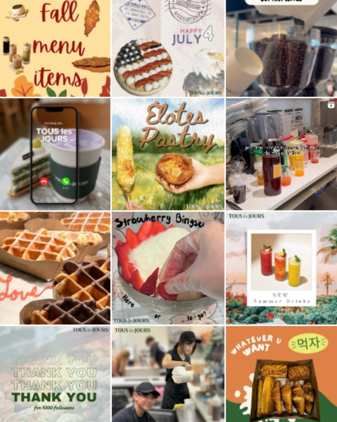 Tous les Jours Bakery & Cafe Instagram