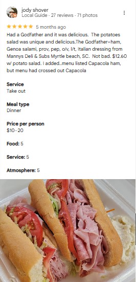 Manny's Deli & Subs Instagram