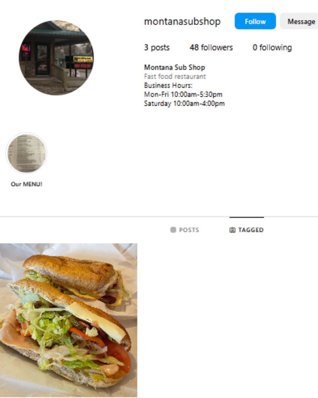 Montana Sub Shop Instagram