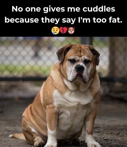 fat dog alone in park