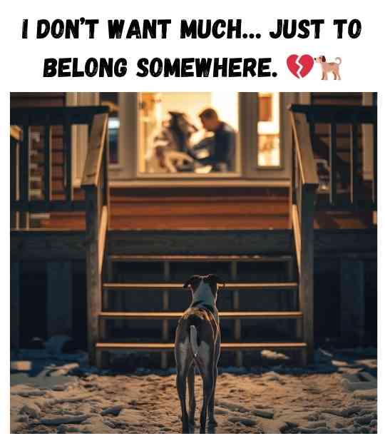 stray dog wanting to belong